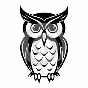 Creative Owl Logo Design: Stenciled Iconography On White Background