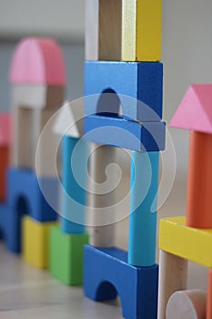 Creative paintet building blocks made of wood