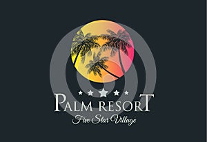 Creative Palm Resort Logodesign for tropical Village brand identity photo