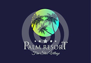 Creative Palm Resort Logodesign for tropical Village brand identity, company profile photo