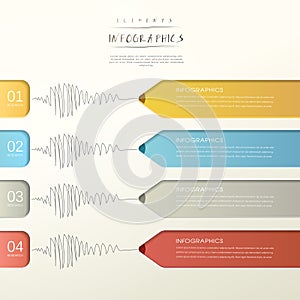 Creative paper pencil bar chart infographic elements