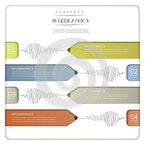 Creative paper pencil bar chart infographic elements