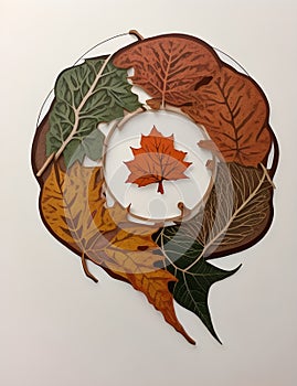 Creative pattern of colorful autumn leaves icon style with season concept