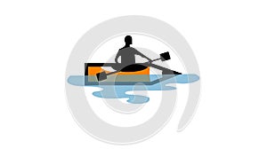 Creative Pen Boat Character Symbol River Vector Logo Design