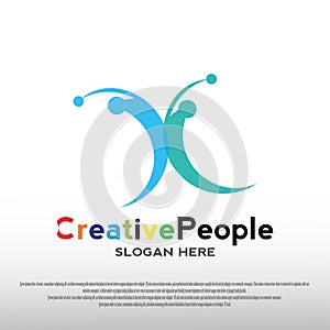 Creative people logo design ideas with the concept of abstract people. children`s dreams. playground. can be used for school