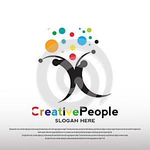 Creative people logo design ideas with the concept of abstract people. children`s dreams. playground. can be used for school