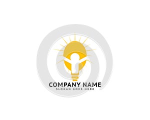 Creative people logo with light bulb concept vector, Creative idea logo design, Bulb icon symbol design