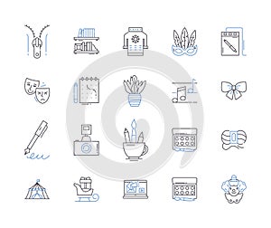 Creative people outline icons collection. Inventive, Artistic, Original, Imaginative, Innovative, Resourceful