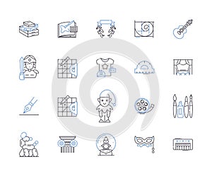 Creative people outline icons collection. Inventive, Artistic, Original, Imaginative, Innovative, Resourceful