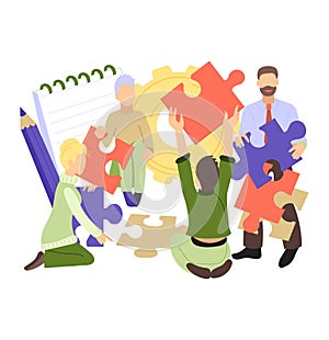 Creative people vector man woman character working together at office teamworking illustration set of teamwork ideas