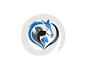 Creative Pet Horse, Dog And Cat Animal Lover Logo