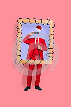 Creative photo 3d collage postcard poster brochure picture of weird strange unknown personage without face isolated on