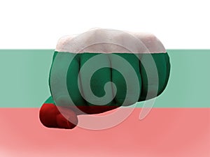 Creative photo of a hand with the national flag of Bulgaria