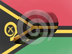 Creative photo of a hand with the national flag of Vanuatu