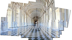 Creative picture of Reggia di Venaria Reale gallery - Italy. Luxury marbles in baroque Palace photo
