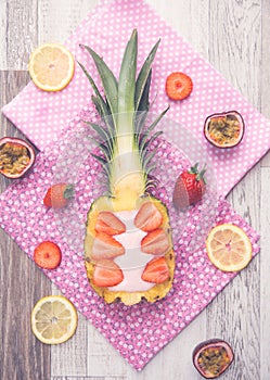 Creative Pineapple and Strawberry Smoothie