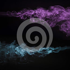 creative pink blue smoke black background. High quality photo