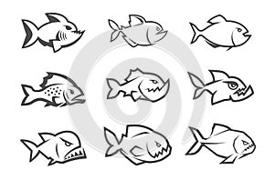 Creative Piranha Fish Collection Logo Design
