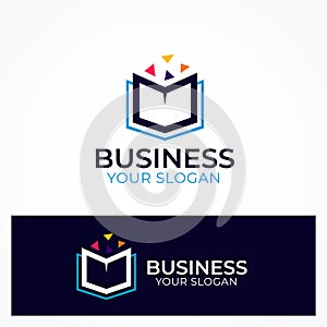 Creative pixel book logo design template