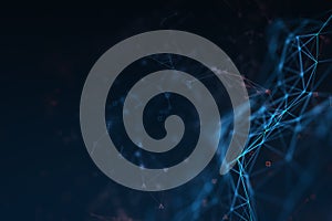 Polygonal backdrop with dark blue mock up place. Low poly, advertisement and design concept. 3D Rendering