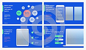 Creative presentation templates elements on a blue background. Vector infographics