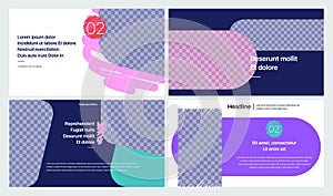 Creative presentation templates elements on a purple background. Vector infographics