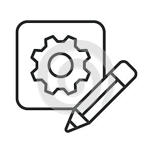 Creative process concept, icon in line design. creative process, design, settings, idea, development, creativity, workflow on