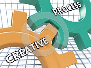 Creative Process Concept on the Mechanism of Colorful Cogwheels