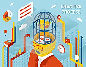 Creative process. Gears in human head