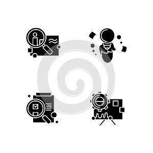 Creative process glyph icons set. Silhouette