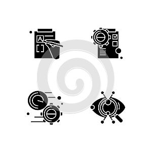 Creative process glyph icons set. Silhouette
