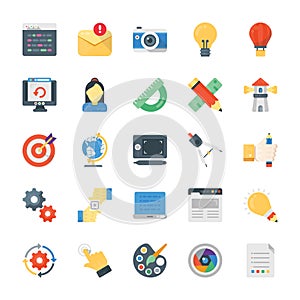 Creative Process Flat Vector Icons Set