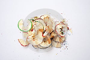 Creative process. Wood shavings. Sharpened pencil.