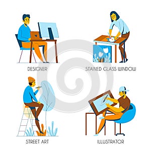 Creative Professions Flat Design Concept