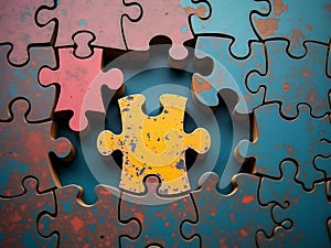 Creative puzzle-themed wallpaper with missing piece concept