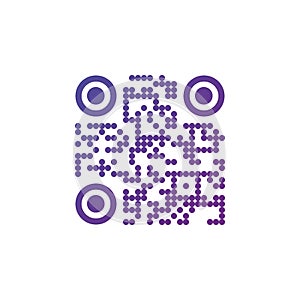Creative QR code sign round icon. Scan code symbol. Circle corners. vector illustration isolated on white background