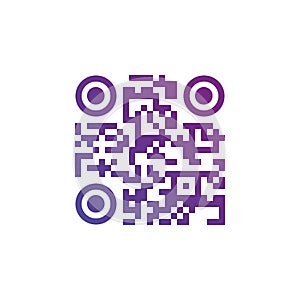 Creative QR code sign round icon. Scan code symbol. Circle corners. vector illustration isolated on white background