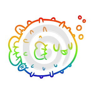A creative rainbow gradient line drawing blowfish