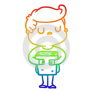 A creative rainbow gradient line drawing cartoon aloof man