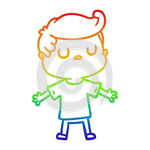 A creative rainbow gradient line drawing cartoon aloof man