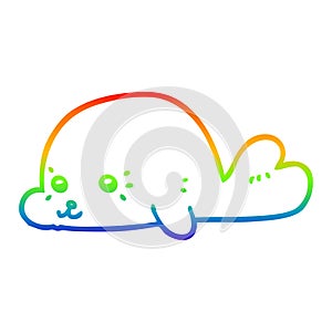 A creative rainbow gradient line drawing cartoon baby seal