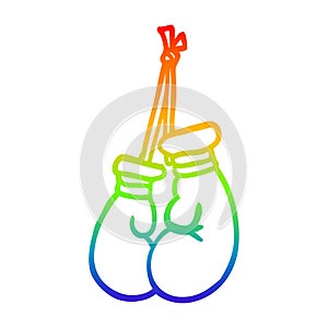 A creative rainbow gradient line drawing cartoon boxing gloves