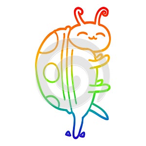 A creative rainbow gradient line drawing cartoon cute bug
