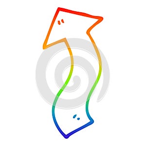 A creative rainbow gradient line drawing cartoon directing arrow