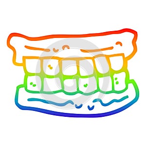 A creative rainbow gradient line drawing cartoon false teeth
