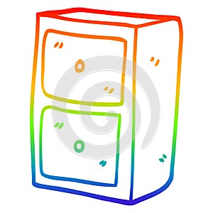 A creative rainbow gradient line drawing cartoon filing cabinet