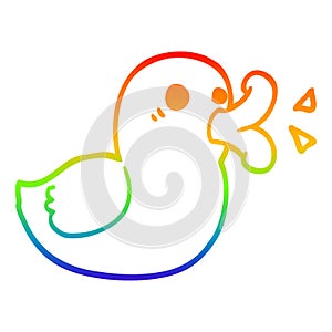 A creative rainbow gradient line drawing cartoon happy duck