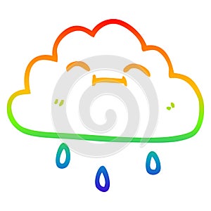 A creative rainbow gradient line drawing cartoon happy rain cloud