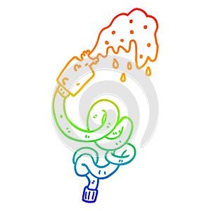 A creative rainbow gradient line drawing cartoon hosepipe