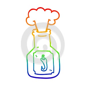 A creative rainbow gradient line drawing cartoon hot chlli sauce